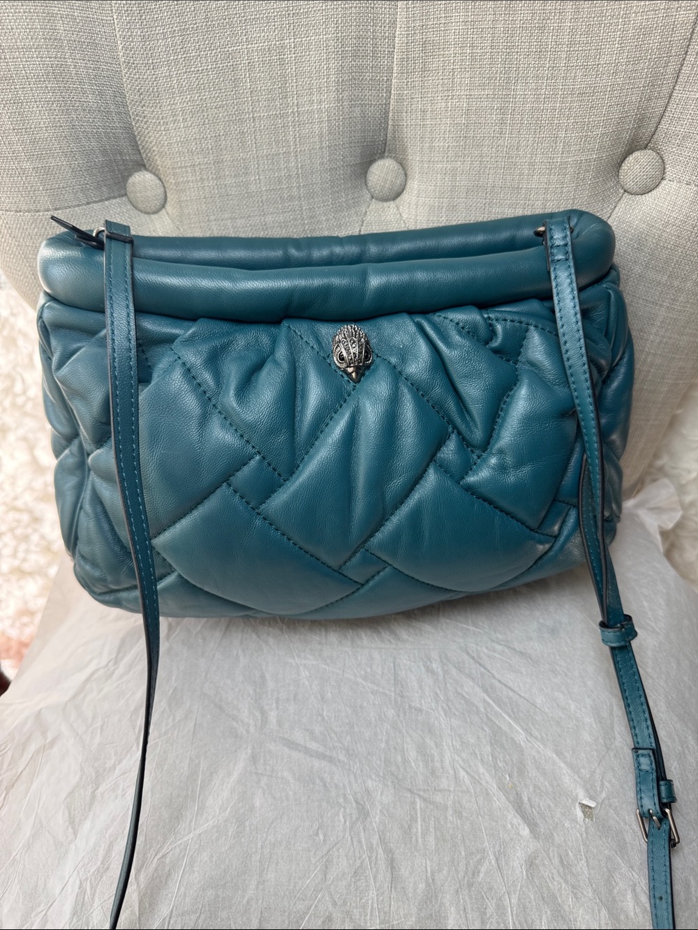 Kurt Geiger Quilted Leather Shoulder Bag with Silver Accent